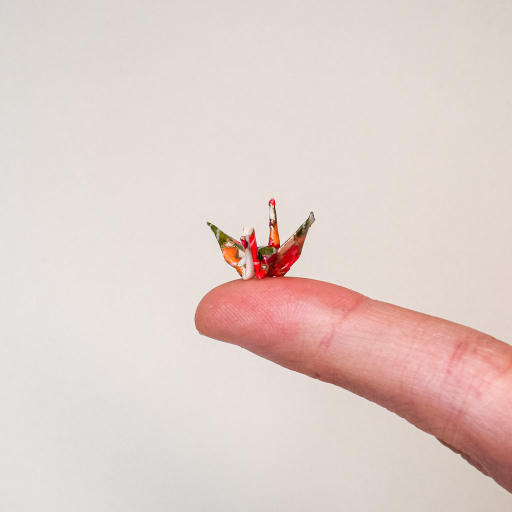Small Crane and Hoop Earrings in Gold