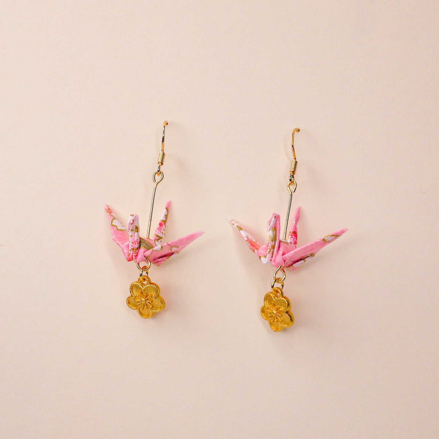 [LOVE] Crane and Peach Blossom Earrings