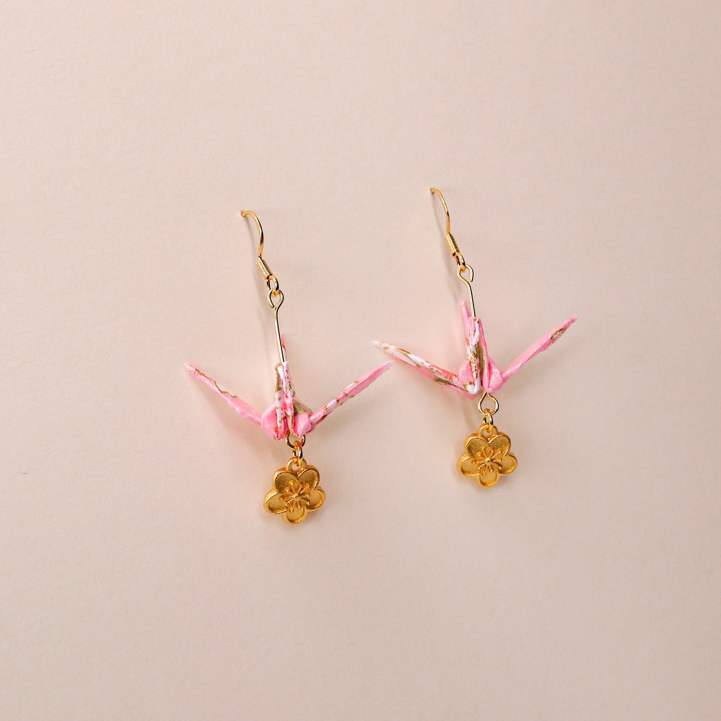 [LOVE] Crane and Peach Blossom Earrings