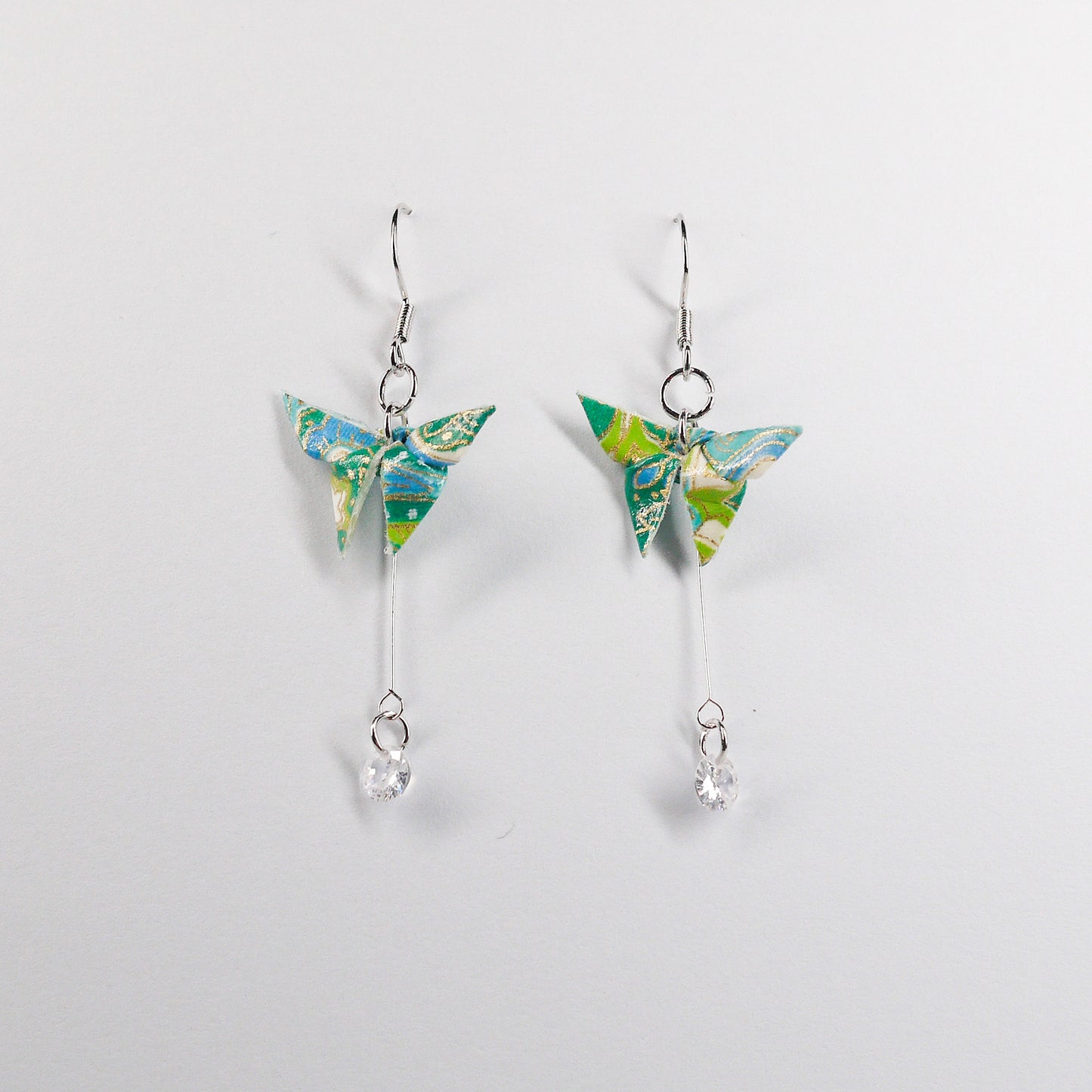 Butterfly and Crystal Drop Earrings