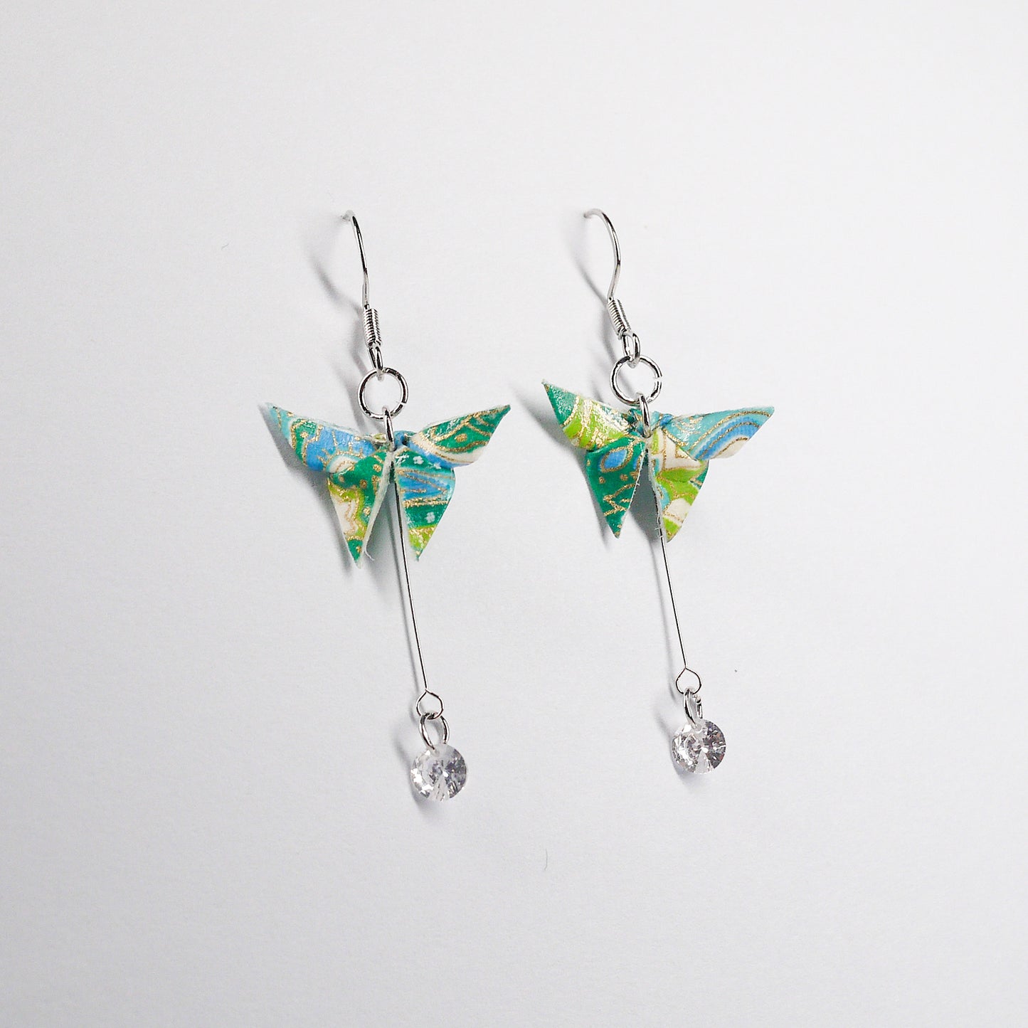 Butterfly and Crystal Drop Earrings