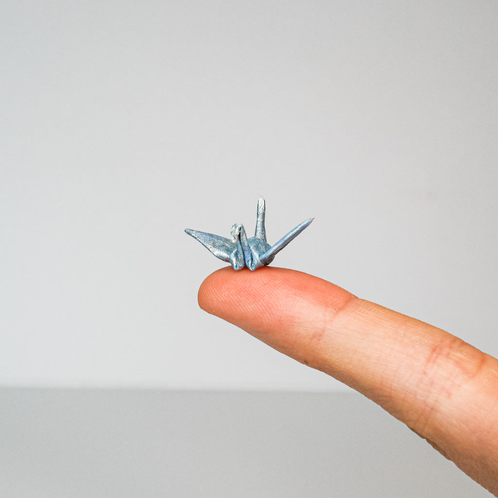 Small Crane and Hoop Earrings in Silver