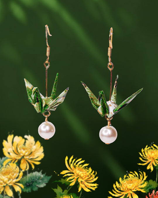 [HEALTH] Crane and Pearl Earrings