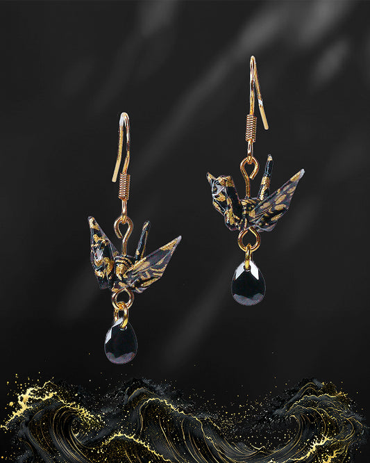 [SUCCESS] Small Crane and Crystal Earrings